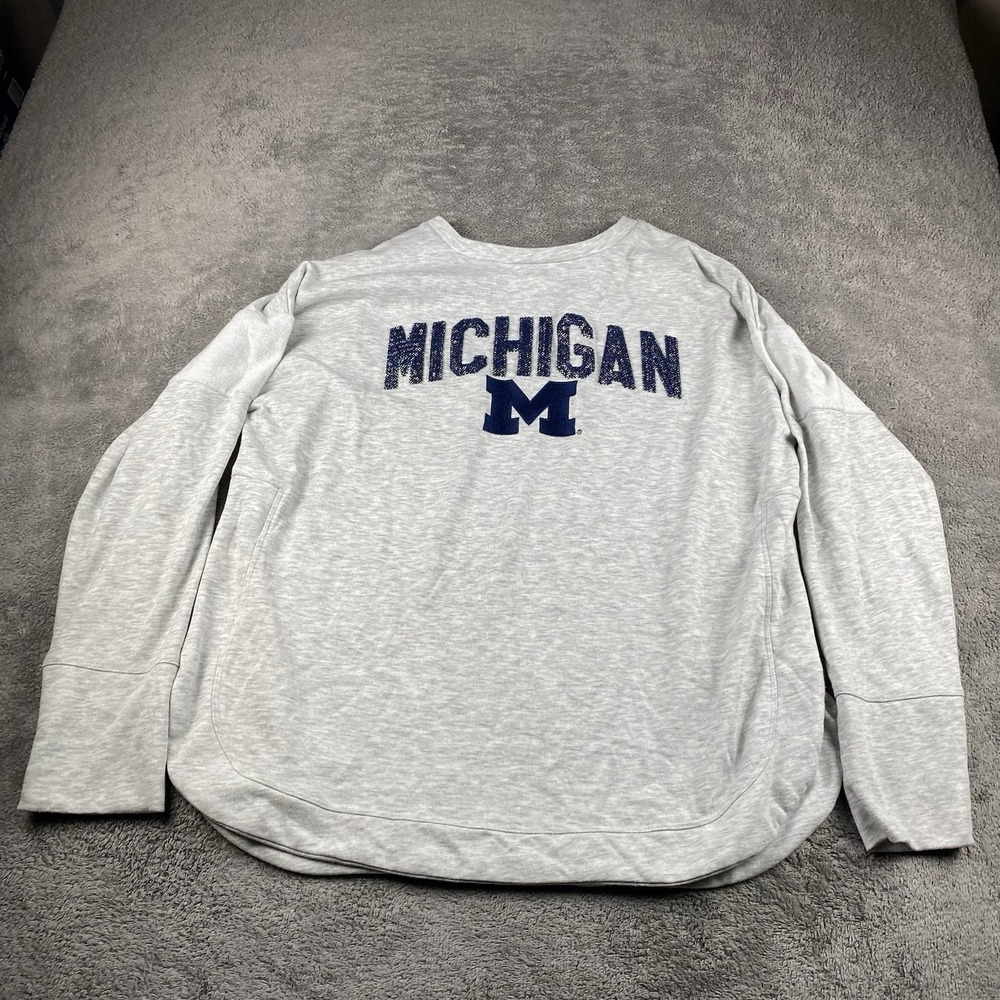 VTG Michigan University Sweater Womens Ladies Large Gray Long Sleeve